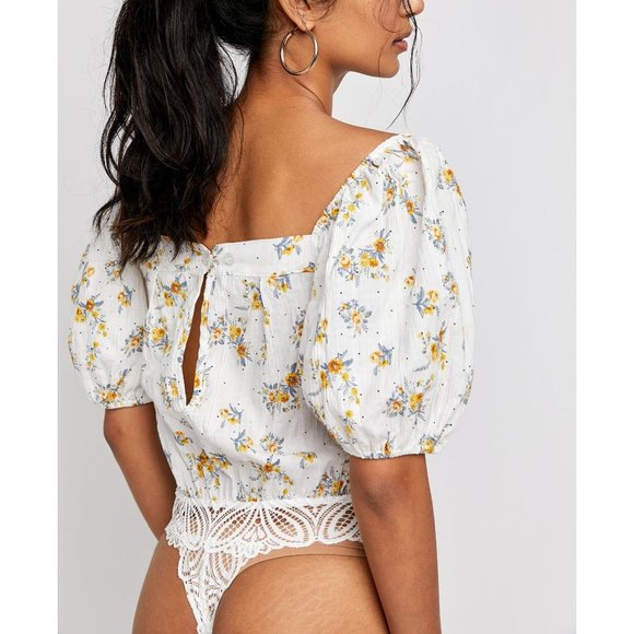 NWT Free People Angela Bodysuit / White Combo - Picture 4 of 7
